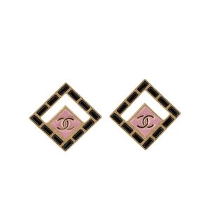 CHANEL Black and Pink Square Earrings